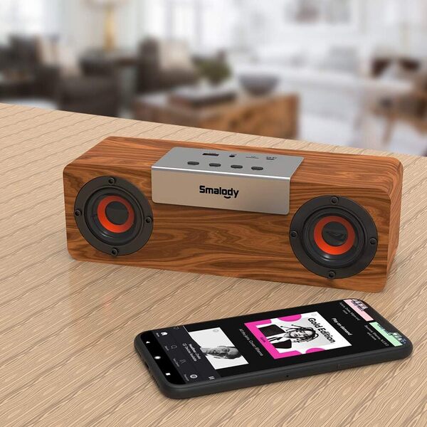 高品質 10W木製 Bluetooth スピーカー | 持ち運びに便利 | デュ