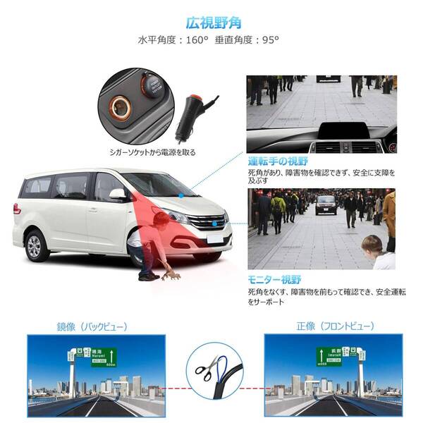 AHDバックカメラ 5インチIPSモニターセット