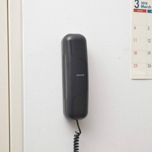 電源不要のコンパクト固定電話機で便利な壁掛けタイプ
