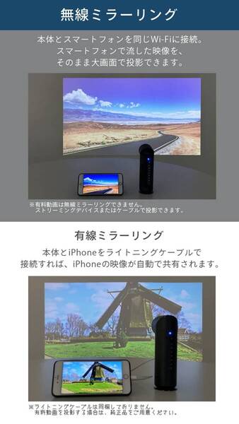 小型プロジェクター 90度回転 高音質