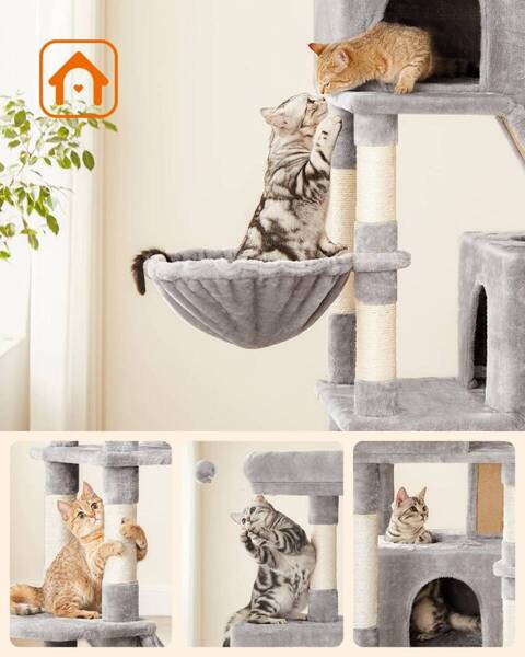 組み立て簡単な2m超のキャットタワー、多頭飼い向け