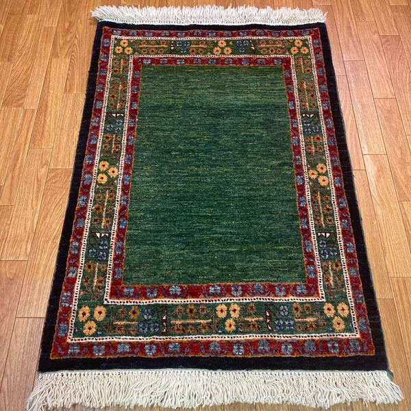 手織りペルシャ絨毯 新品 カシュガイ 98×69cm 玄関、寝室サイズ カーペット ラグ トライバルラグ