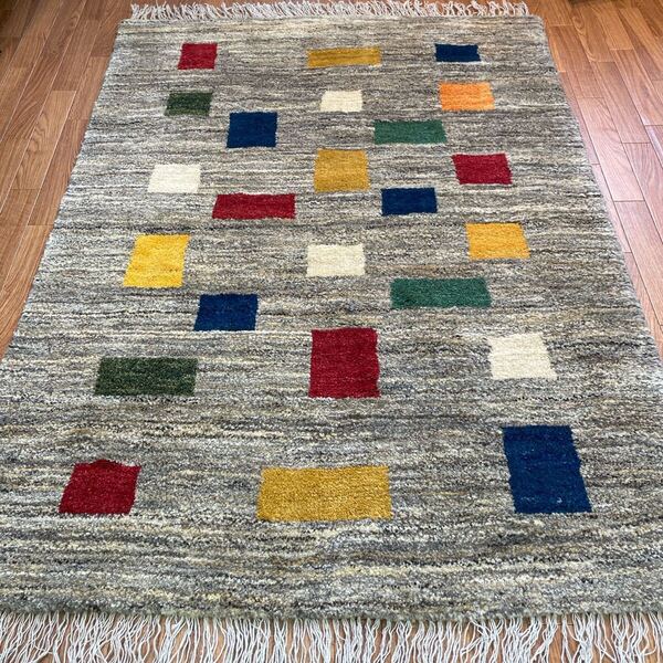 手織りペルシャ絨毯 新品 ギャッベ ロリバフ 144×105cm 寝室サイズ カーペット ラグ
