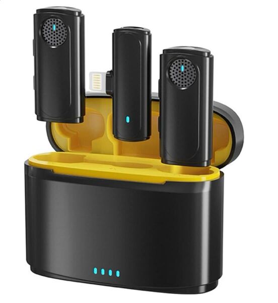 【新品】ワイヤレスマイクラベリア ピン マイク 充電ケース プラグアンドプレ