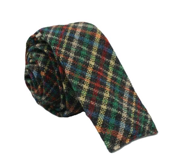 【新品】送料無料 Helios WOOL NEON CHECK TIE GRAY・日本製・ネクタイ・ナロータイ・メンズ・ビジネス・フォーマル・カジュアル・冠婚葬祭