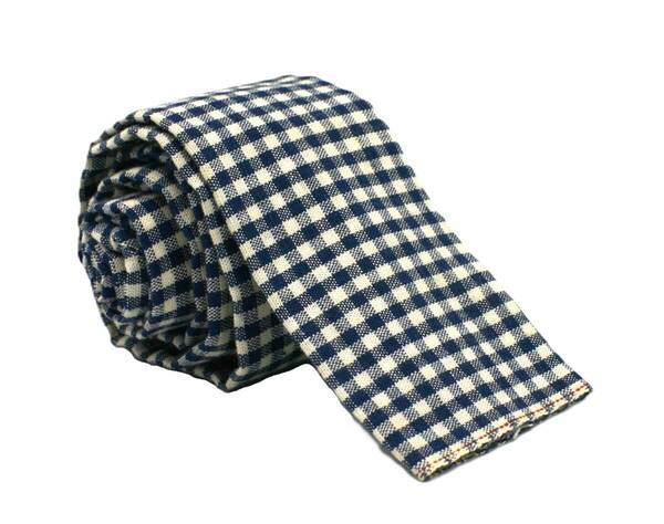 【新品】送料無料 Helios Ginghamcheck Tie NAVY・日本製・ネクタイ・ナロータイ・メンズ・ビジネス・フォーマル・カジュアル・スクエア