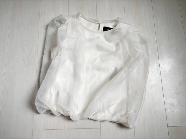 美品 24SS コラボ LOUNIE × KANAKO SATO オーガンジー ドッキング プルオーバー カットソー F 白 ホワイト ▼0587