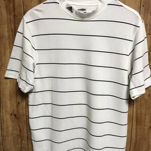 送無♪adidas CLIMALITEアディダス♪鹿の子地ハイネックTシャツ・ボーダー・M