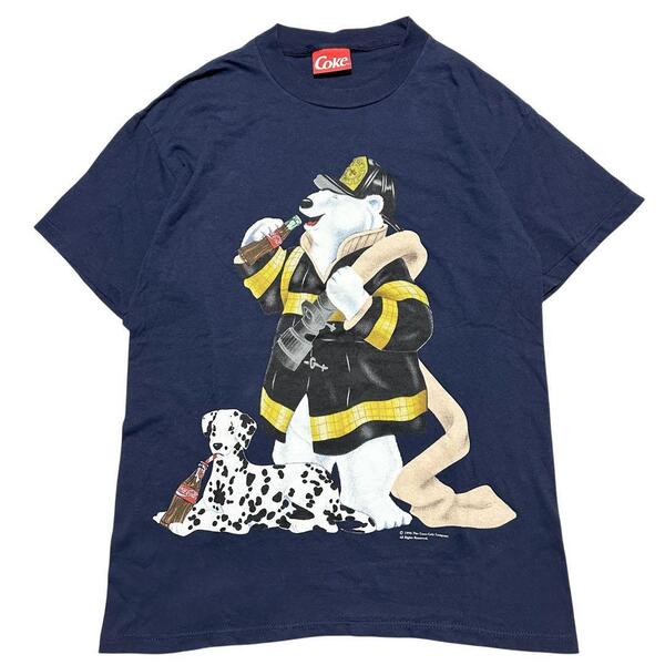 【90s】USA製 コカコーラ シロクマ ダルメシアン 犬 ドッグ Tシャツ