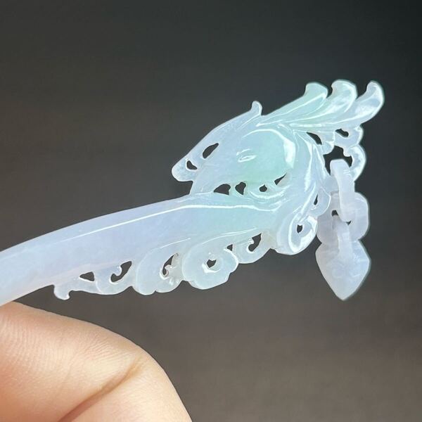 本翡翠かんざし ミャンマー産 フィエニックス 無含浸 無着色 貴重品 一点物