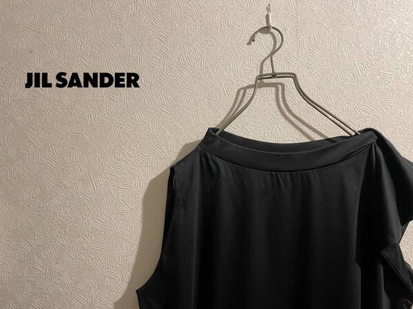 ◯ イタリア製 JIL SANDER アシンメトリー ワンピース / ジルサンダー ノースリーブ カットソー ドレス ブラック 黒 Ladies #Sirchive