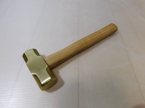 真鍮 ハンマー 八角 黄銅 防爆 木柄 約1.1kg 未使用 自動車整備 鈑金塗装 板金塗装 レストア