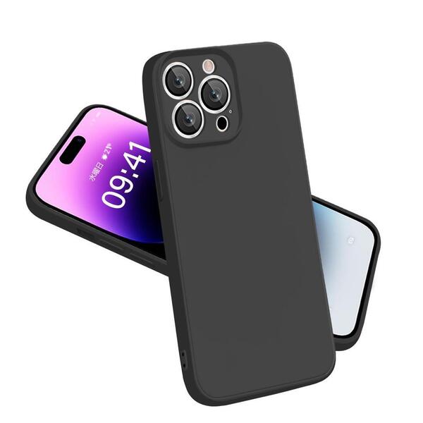 iPhone14Pro ケース シリコン 耐衝撃 薄型 超軽量 スマホケース アイフォン14Pro 携帯カバー レンズの全面保護 衝撃吸収 (ブラック)