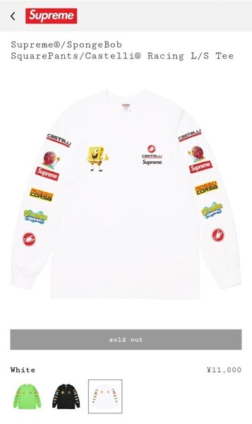 Sponge Bob Castelli Cycling L/S Tee シュプリーム Tee Box