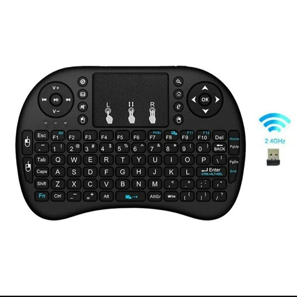 ●即決価格●送料無料●匿名配送●箱付● ミニ キーボード 黒色 ワイヤレス 2.4GHz 英語 92キー タッチパッド搭載 USBレシーバー 単四電池