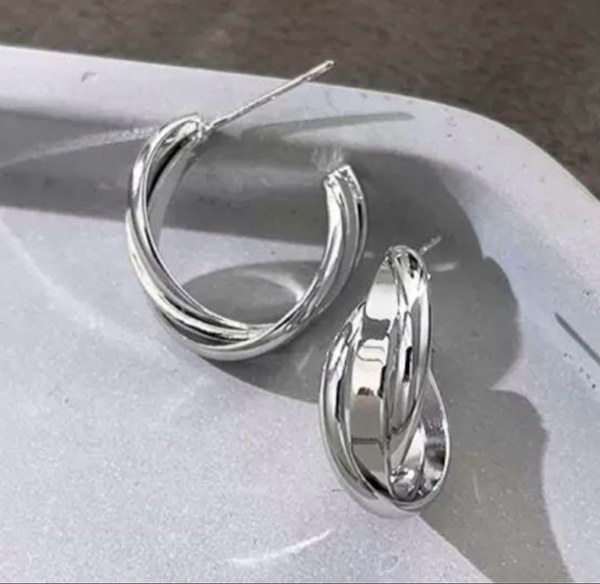 ホワイトゴールド ピアス s925 k18コート フープピアス