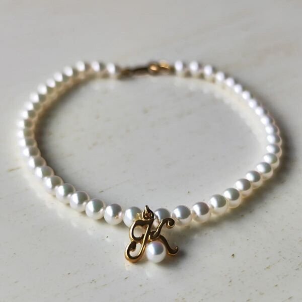 MIKIMOTO ミキモト あこや真珠 ブレスレット チャーム付き 18金