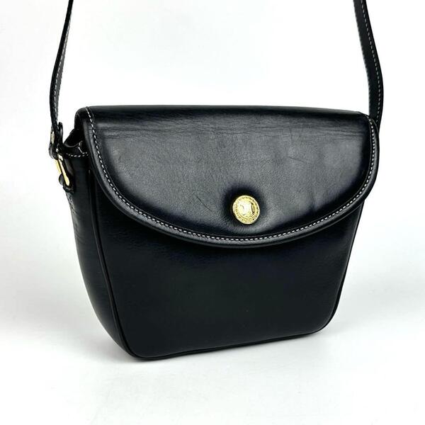 極美品■CELINE セリーヌ トリオンフ ショルダーバッグ ゴールド金具 カーフレザー ブラック クロスボディ ボックスカーフ ユニセックス
