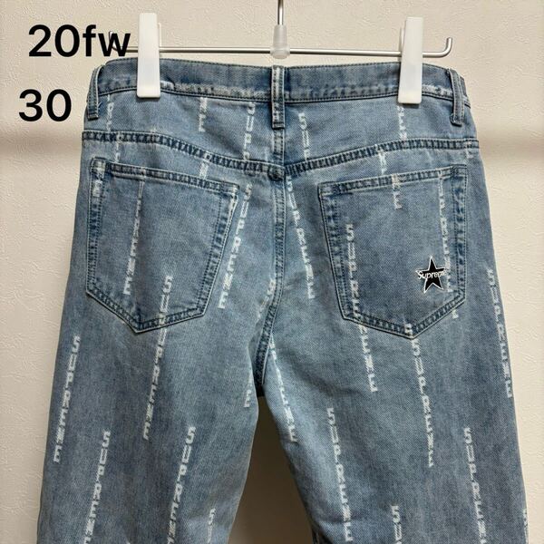 20fw Supreme Logo Stripe Jacquard Regular Jean 30 タグ、ステッカー付 シュプリーム デニムパンツ デニム ジーンズ ジーパン W30