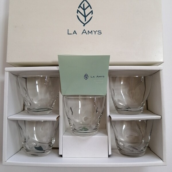《未使用保管品》LA AMYS ラ エミーズ プティグラス セット/料理研究家 井上絵美 ハーブ柄 ミニグラスセット 日本製
