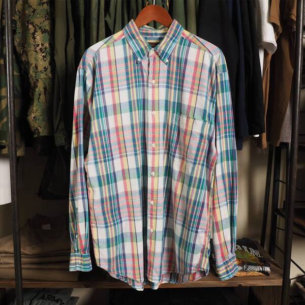 80s 90s Eddie Bauer エディーバウアー シャツ チェックシャツ 黒タグ マドラス ビンテージ M