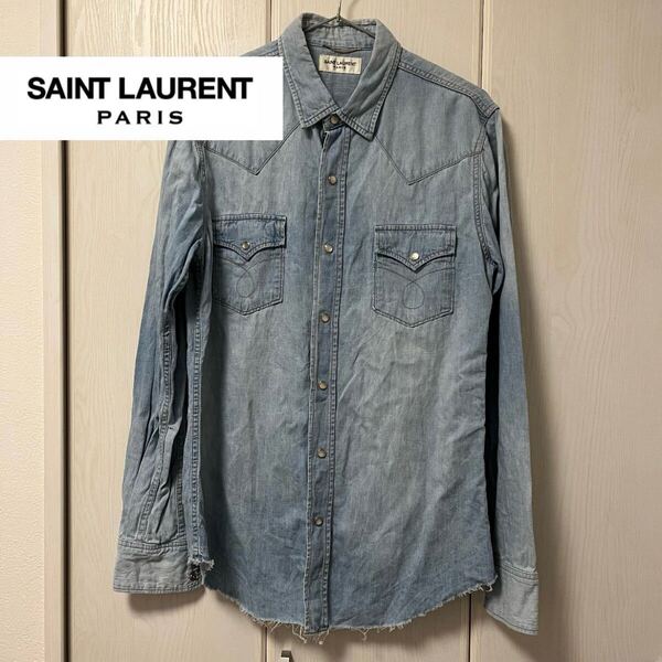SAINT LAUREN PARIS サンローラン パリデニム シャツ 襟付きシャツ 長袖 長袖シャツ M