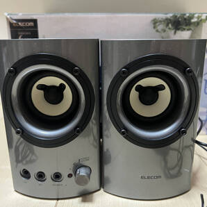 美品】木のスピーカー ELECOM 6W マルチメディア シルバー MS-130