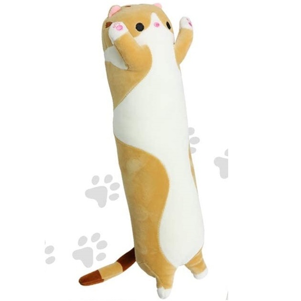 猫ちゃん 抱き枕 クッション ぬいぐるみ ふんわり やわらかい 癒し プレゼント インテリア (50cm×12cm, ベージュ)100サイズ