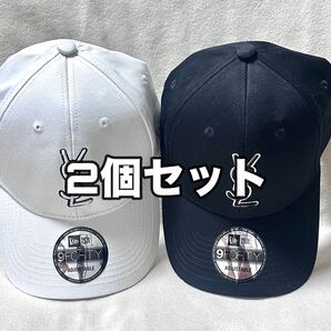 Saint Laurent ×New ERAコラボ キャップ ブラック 帽子 サンローラン×ニューエラ キャップ 白黒セット