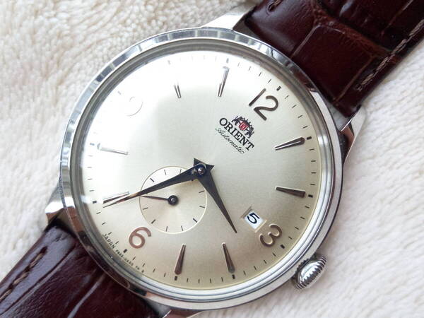 美品 オリエント ORIENT バンビーノ スモールセコンド 自動巻きメンズ腕時計40mm 純正ブラウンレザーバンド