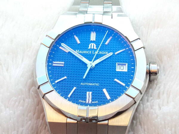 美品 MAURICE LACROIX AIKON Automatic モーリスラクロア アイコン 自動巻きメンズ腕時計 ブルー 39mm