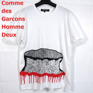 【良品】コムデギャルソンオムドゥ うずまきプリントTシャツ COMME des GARCONS Homme Deux サイズS