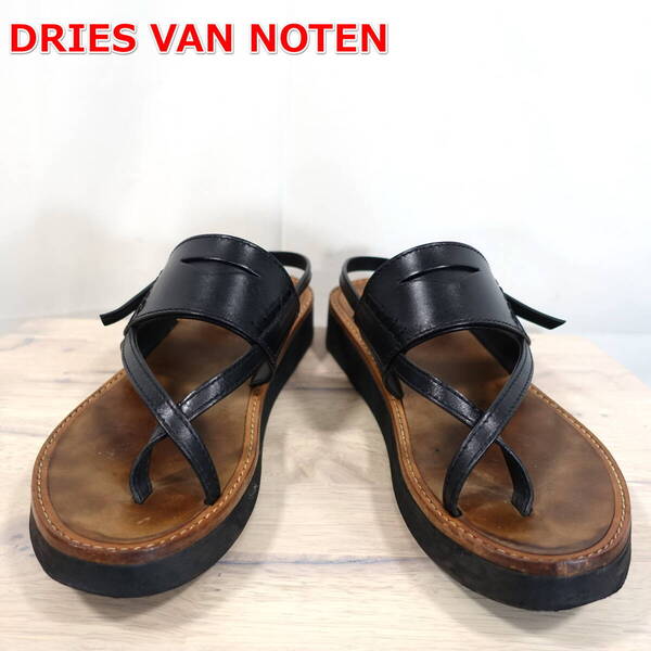 【良品】ドリスヴァンノッテン レザーサンダル DRIES VAN NOTEN EU41(JP25.5~27.0相当) 黒茶