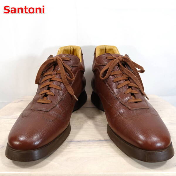 【定番】サントーニ レザースニーカー ミドルカット Santoni UK7.5(JP26.0~26.5cm) こげ茶