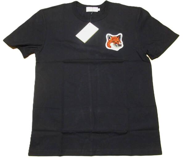 ★メゾンキツネ Maison Kitsune Sサイズ 半袖 Tシャツ ロゴ 男女兼用 ブラック ビッグロゴ