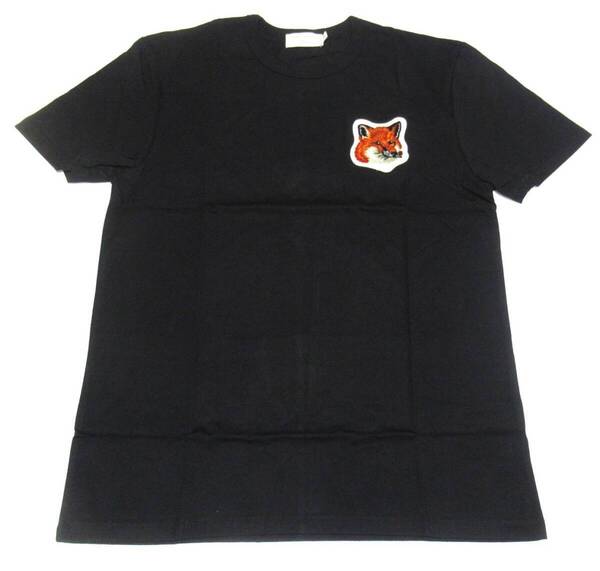 ★メゾンキツネ Maison Kitsune Mサイズ 半袖 Tシャツ ロゴ 男女兼用 ブラック ビッグロゴ