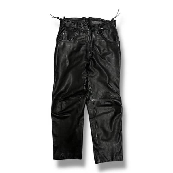 ● HARLEY DAVIDSON 90's レースアップ バイカーレザーパンツ ハーレーダビッドソン ブラック S 91989A5