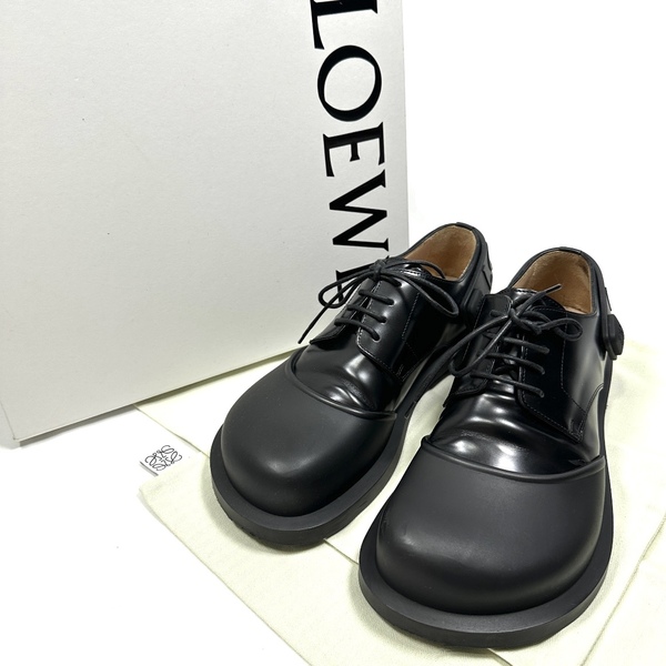 超希少◇LOEWE ロエベ レザーローファー ラバー切り替え チェルシーブーツ ブラック メンズ 40 レディース ユニセックス