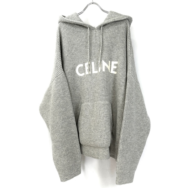 希少◇CELINE セリーヌ フードセーター リブ編みウール パーカー ニット エディスリマン ブルゾン 2023年 XXL ユニセックス