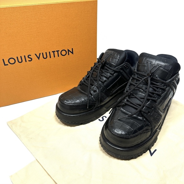 超希少◇Louis Vuitton ルイヴィトン LVトレイナー マキシライン スニーカー 2023年 ブラック 8 メンズ レディース ユニセックス