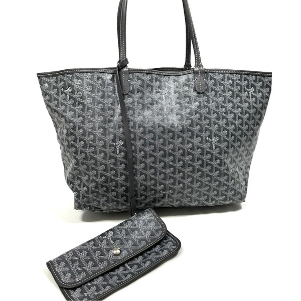 希少◇GOYARD ゴヤール サンルイPM トートバッグ ヘリンボーン プリント グレー メンズ レディース ユニセックス