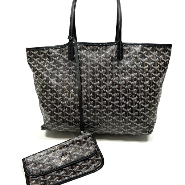 希少◇GOYARD ゴヤール サンルイPM トートバッグ ヘリンボーン プリント ブラック メンズ レディース ユニセックス