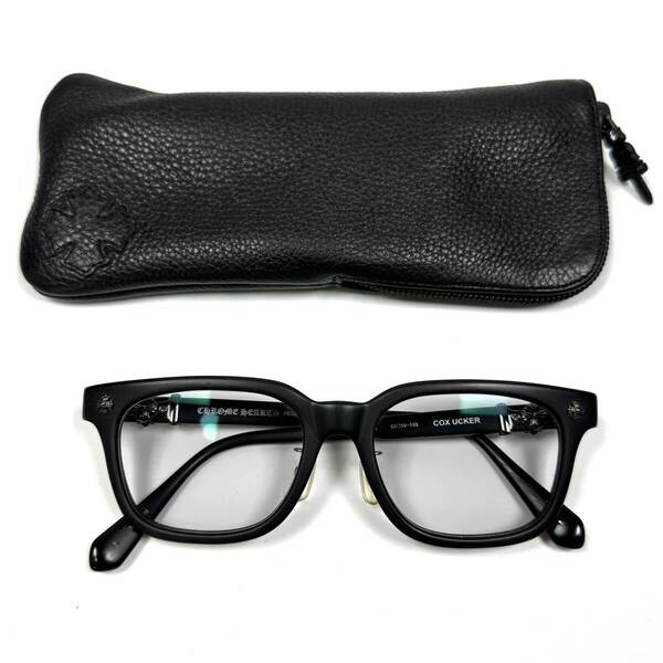 超希少◇Chrome Hearts クロムハーツ COX UCKER CHクロステンプル ウェリントンサングラス メガネ アイウェア ブラック ユニセックス