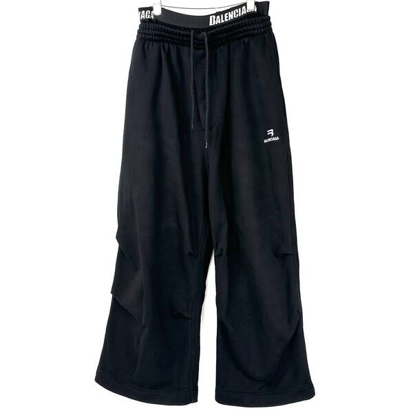 超希少◇BALENCIAGA バレンシアガ 20AW レイヤード スウェットパンツ ワイド ブラック XS メンズ レディース ユニセックス