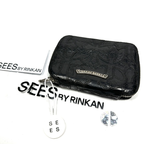 正規品◇Chrome Hearts クロムハーツ BBY BANK ROBBER CROSS バンクローバー コンパクト ジップウォレット 二つ折り財布 ブラック