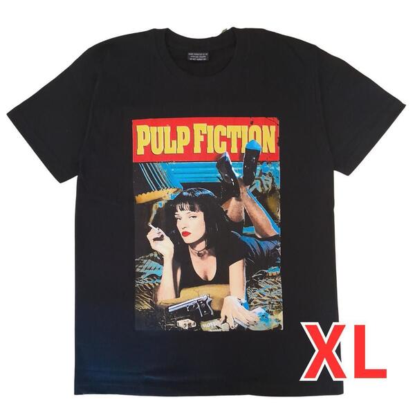 送料無料 新品未使用 映画Tシャツ PULP FICTION パルプフィクション 黒 メンズXL 半袖 おしゃれ ヴィンテージ風 男女兼用 かっこいい