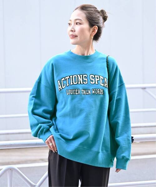 美品 SIMPLICITE シンプリシティ 24ss ビッグシルエット 刺繍ロゴ クルーネック スウェット 24-070-700-9090-1-0