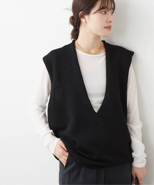 新品タグ付 PLAGE プラージュ 21ss Italian Yarn ニット ベスト ブラック 21080922105120