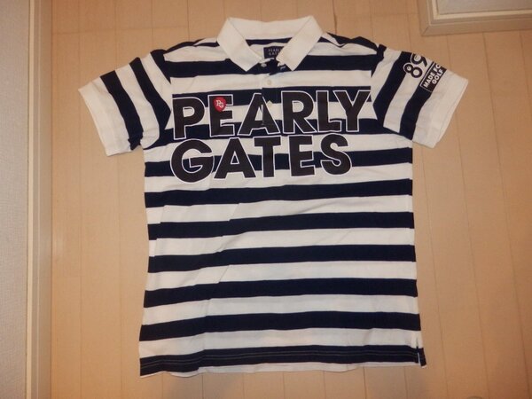 美品 認識タグ有★PEARLY GATES パーリーゲイツ★人気 半袖シャツ PG柄 2021年モデル★サイズ 6 LL