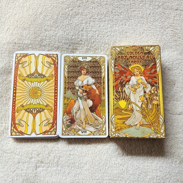 ゴールデンアールヌーボー タロットカード GOLDEN ART NOUVEAU TAROT 占い オラクルカード 78枚入り ゴールド 中古 送料無料 M5